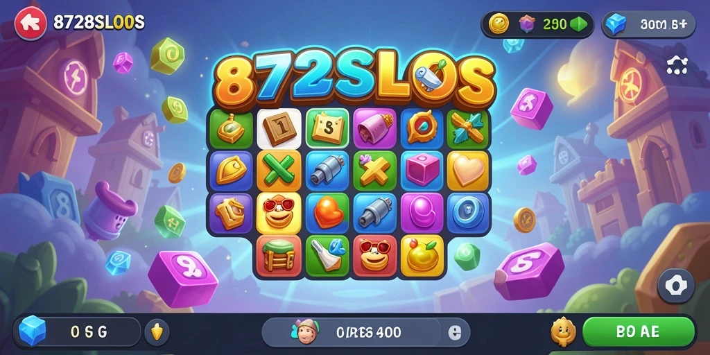 Tampilan gameplay seru dari 8728SLOTS dengan simbol mencocokkan.