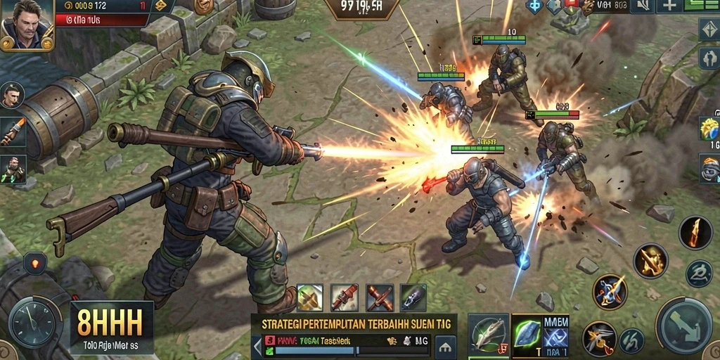 Tampilan gameplay yang intens dan penuh strategi dari 8HHH.