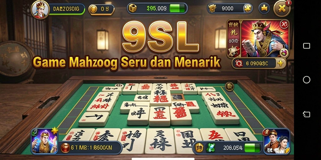 Screenshot gameplay 9SL yang menarik dengan ubin Mahjong berwarna-warni.