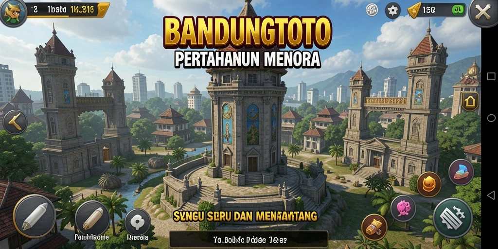 Tampilan gameplay menara pertahanan yang mendebarkan di BANDUNGTOTO.