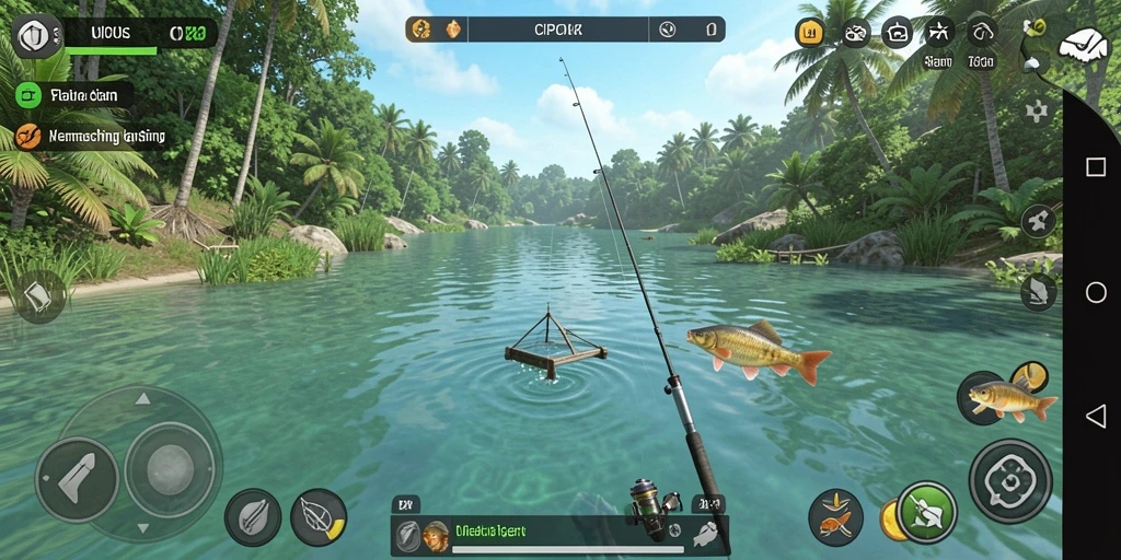 Tampilan gameplay <strong>CIPOK</strong> yang menampilkan momen memancing yang seru.
