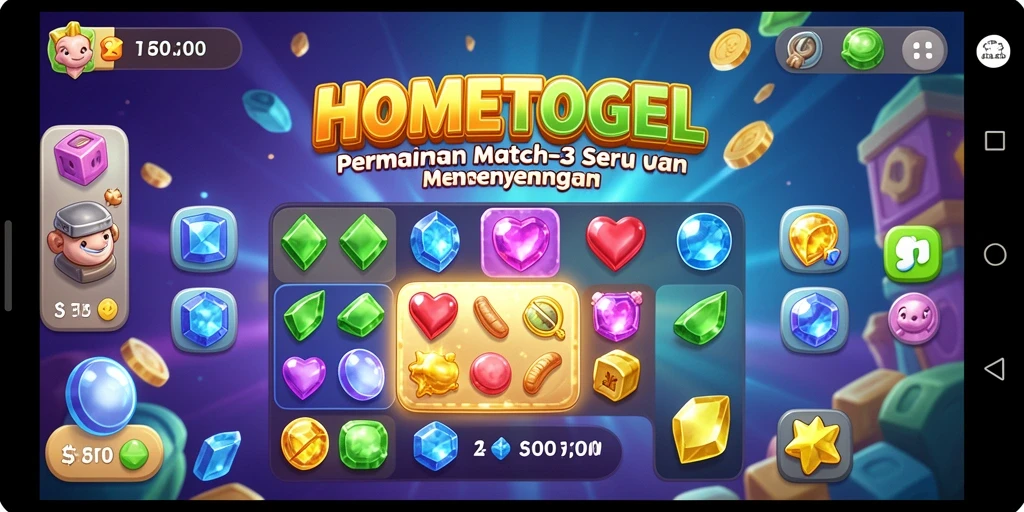 Tampilan gameplay HOMETOGEL yang seru dan penuh warna.