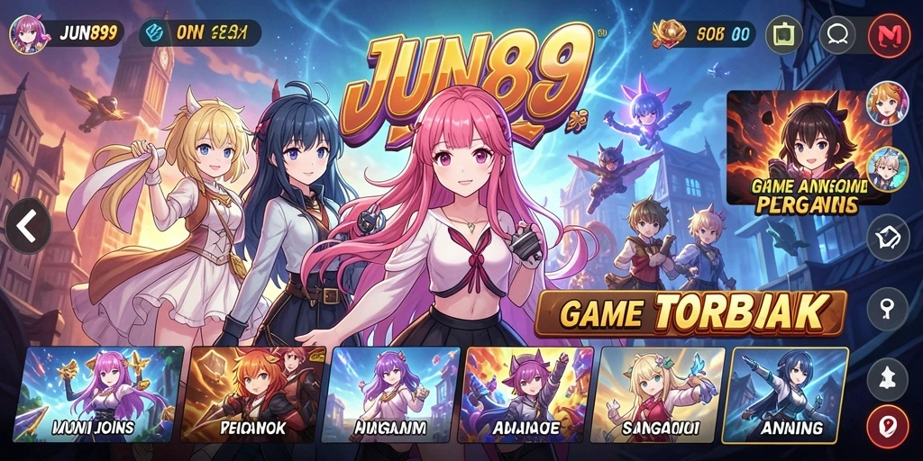 Tampilan screenshot utama JUN88 menampilkan serunya gameplay Anime dan interaksi karakter.