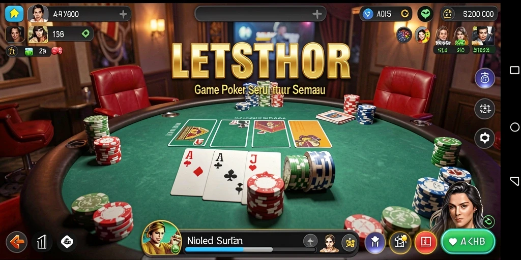 Tampilan gameplay menegangkan LETSTHOR dalam suasana Poker