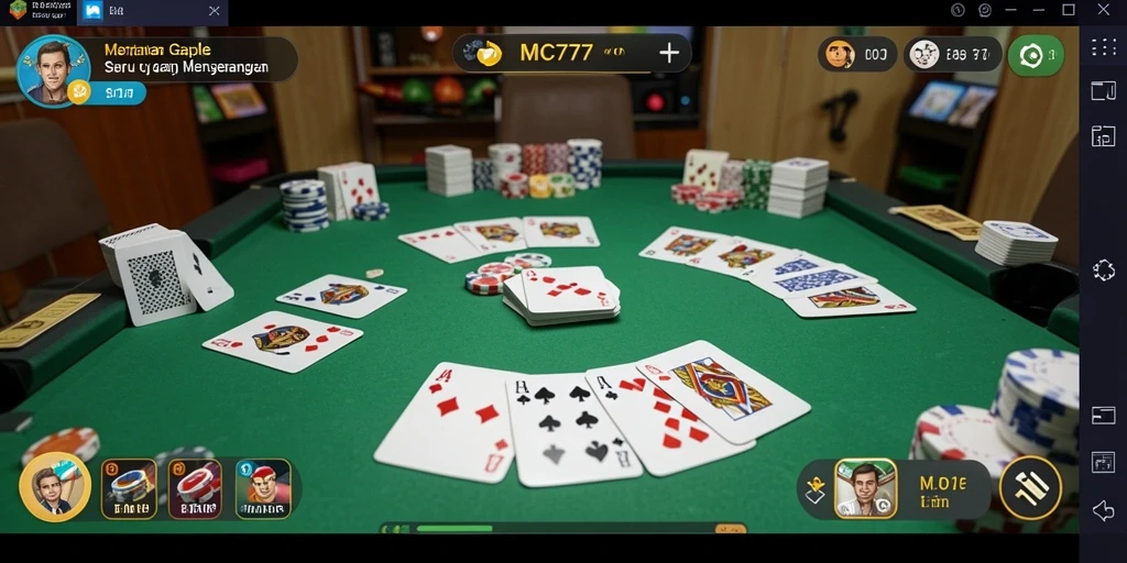 Tampilan gameplay Gaple yang menarik dan interaktif di MC777.