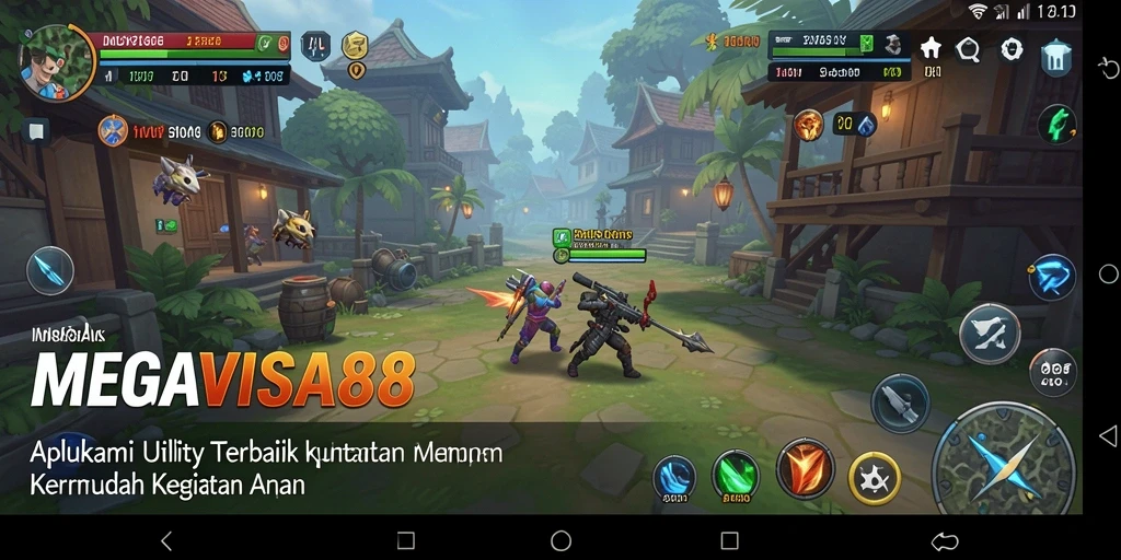 Tampilan utama aplikasi MEGAVISA88 yang menonjolkan fitur utility.