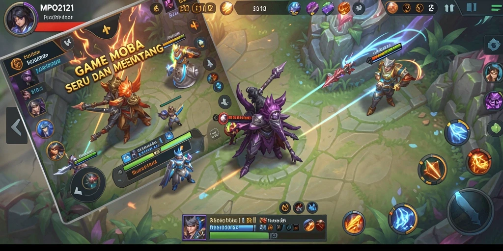 Gameplay seru di MPO2121 dengan aksi MOBA yang mendebarkan.