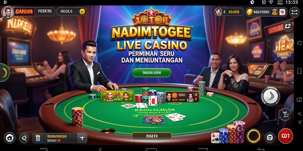 Screenshot gameplay NADIMTOGEL menampilkan dealer langsung dalam suasana kasino.