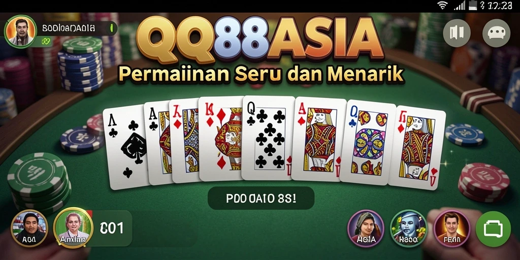 Tampilan gameplay QQ88ASIA dengan suasana permainan Domino yang seru.