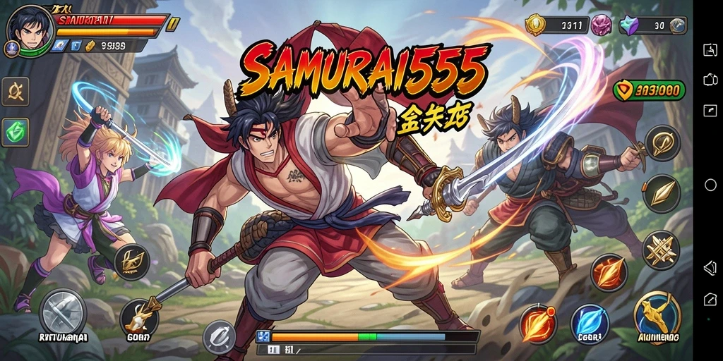 Tampilan gameplay <strong>SAMURAI555</strong> yang memukau dan penuh aksi.
