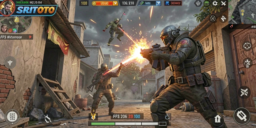 Tampilan gameplay mendebarkan dari SRITOTO saat bertarung di medan perang.
