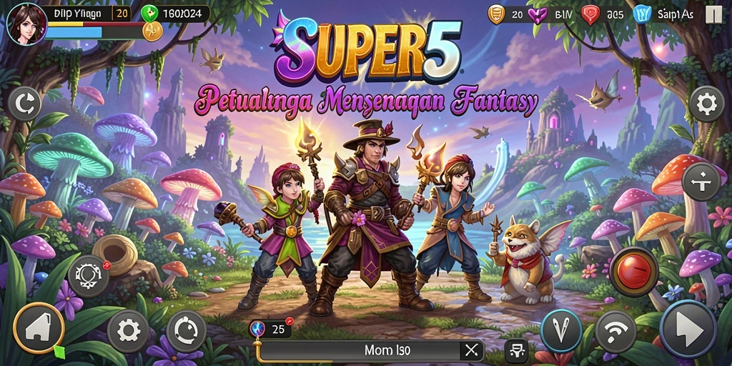 Tampilan gameplay SUPER5 dengan karakter berpetualang di dunia terbuka.