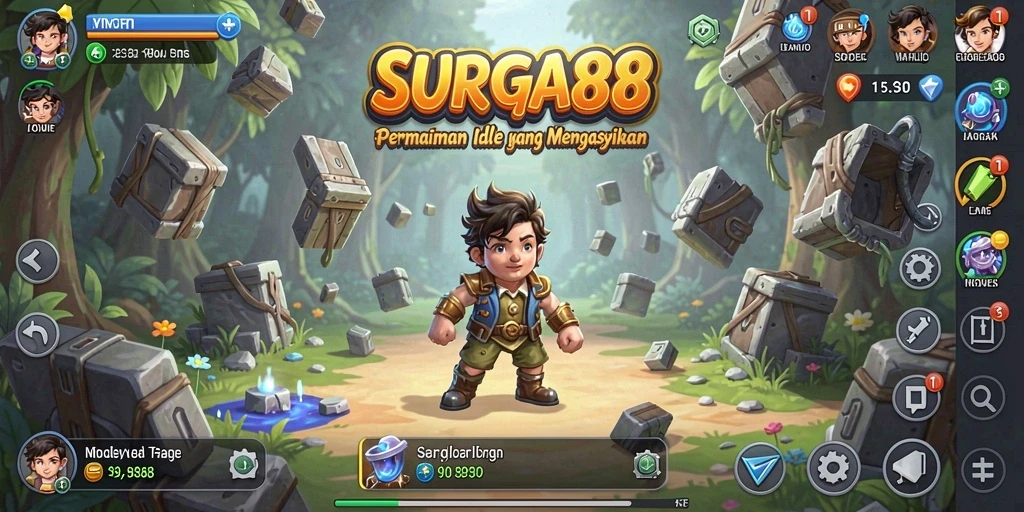 Tampilan gameplay SURGA88 menunjukkan elemen Idle yang menarik dan mekanisme yang mudah dipahami.