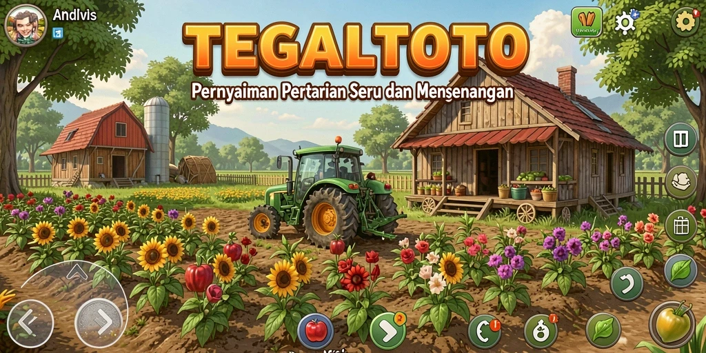 Screenshot TEGALTOTO menunjukkan gameplay bertani yang menyenangkan dan interaktif.