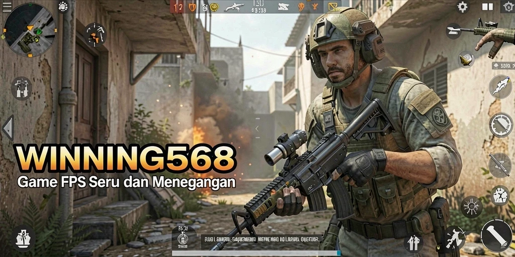 Gameplay WINNING568 yang menegangkan dan intens dalam pertempuran FPS.